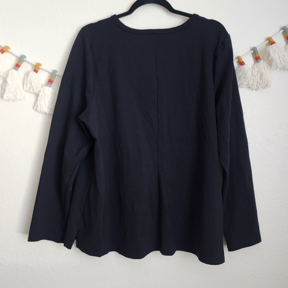 Lane Bryant Sheer Swiss Dot Black Long Sleeve Top Business Casual Minimalist 18 - Picture 2 of 9